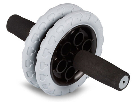 Ролик гимнастический 2 колеса INDIGO усиленный, неопреновые ручки, черно-серый