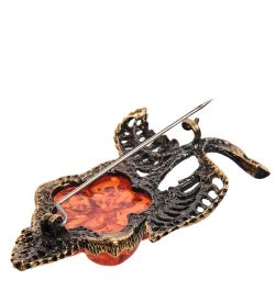 AM-2650 Брошь «Цветок Адонис» (латунь, янтарь)
