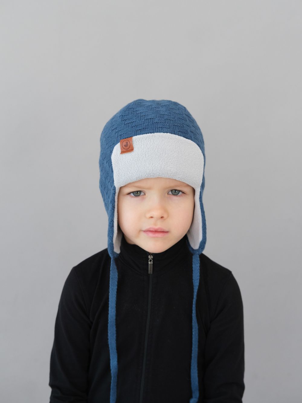 Шапка весенняя/осенняя вязаная (Серо-голубой) ТОКИ