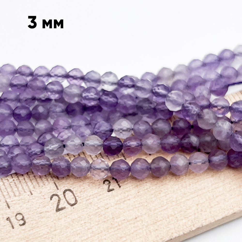 Бусины Аметист граненый, диаметр 2,9-3,1 мм, цена за нить 38 см