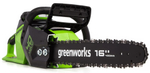 Пила цепная аккумуляторная GREENWORKS GD40CS18 40V, 40 см, б/щ, до 1,8 квт, АКБ 8Ач и ЗУ 2005807UH