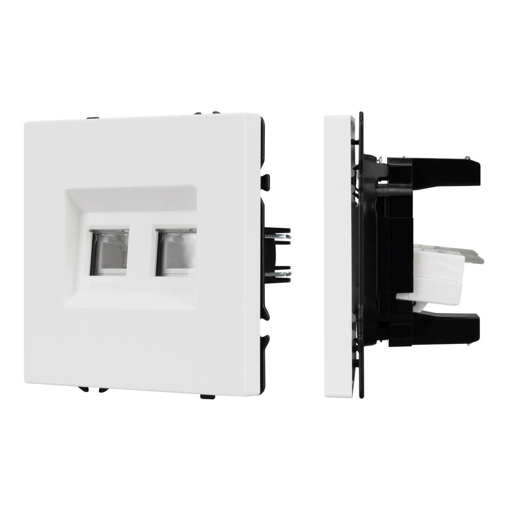 Механизм сдвоенной телефонной розетки SCT-NOBE-MTL2-SFPL-WH (RJ-11, 4C) (Arlight, Белый кварц) 054308