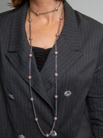 Колье "Бланш" 130 см из жемчуга розовый щербет на серебряной цепочке