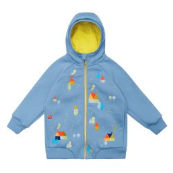 Худи на молнии цвета денима "Зимний городок"