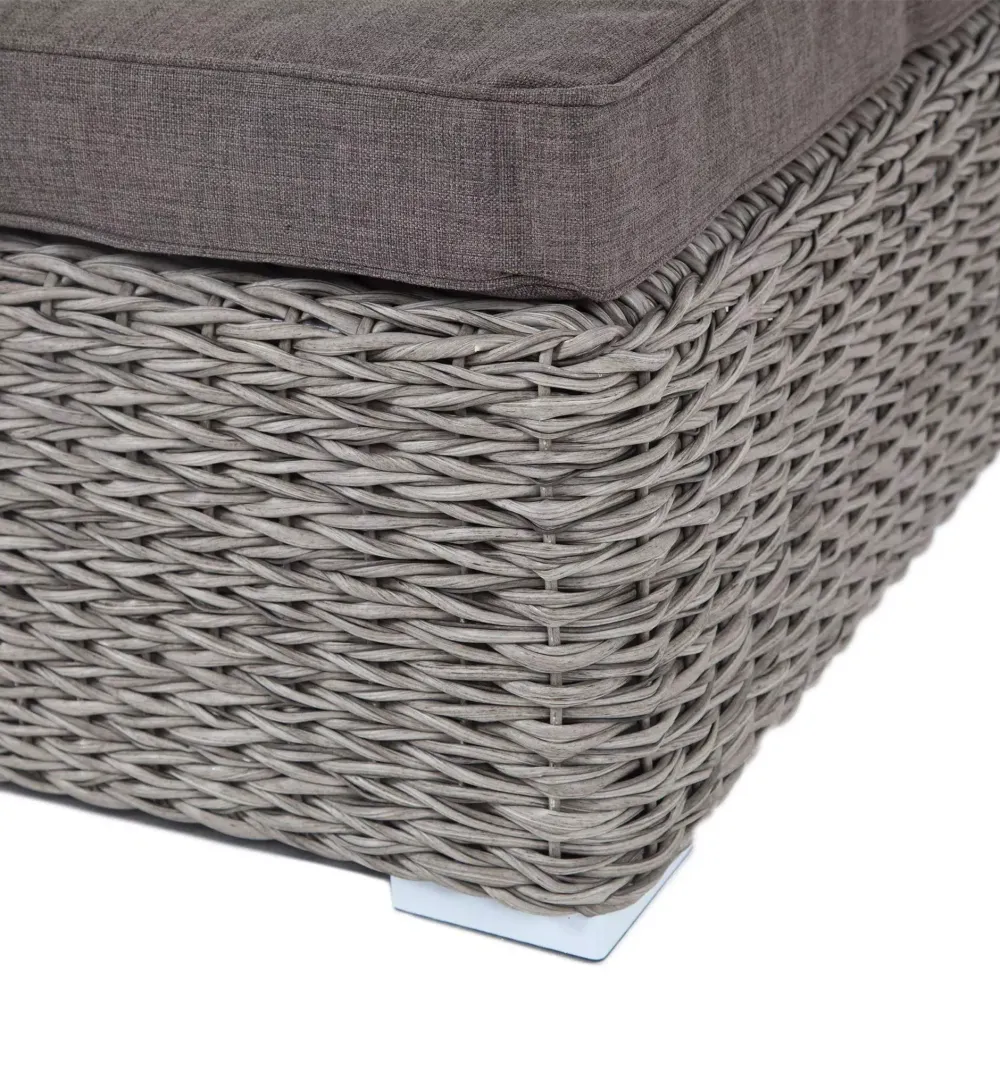 "Лунго" плетеная оттоманка с подушкой (гиацинт), цвет серый