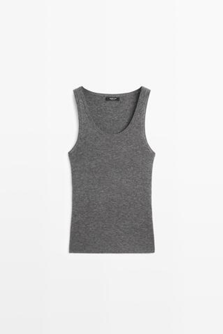 Massimo Dutti Топ из шерсти в рубчик, серый