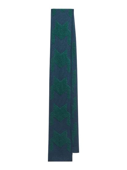 Женский шарф темно-зеленого цвета из шерсти - фото 1