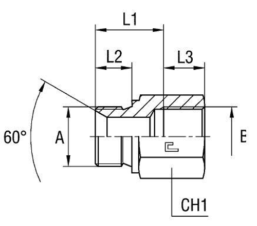Соединение PF BSP 1/2" BSP 1/2" L46