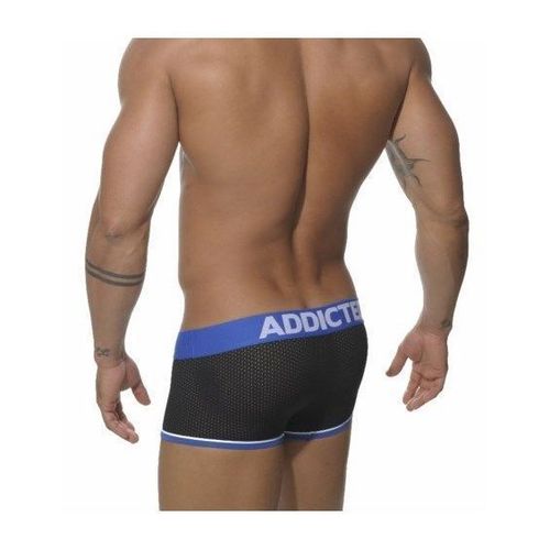 Мужские трусы боксеры черные в сеточку с синей вставкой Seobean Addicted