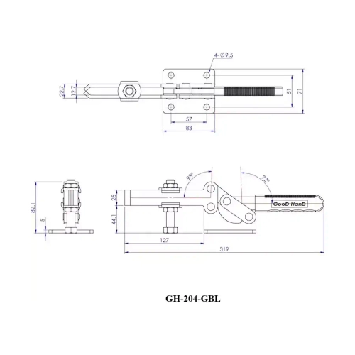 Зажим с горизонтальной ручкой GH-204-GB Woodwork GH-204-GBL