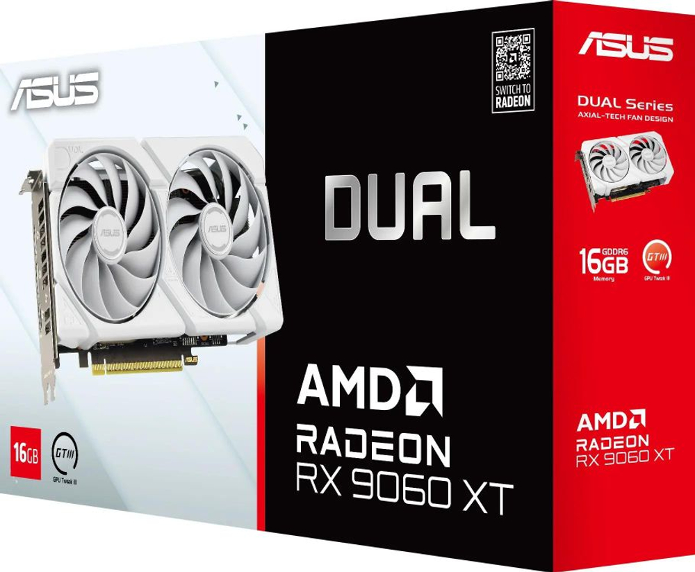 Видеокарта ASUS AMD  Radeon RX 9060XT DUAL-RX9060XT-16G-WHITE 16ГБ Dual, GDDR6, Ret