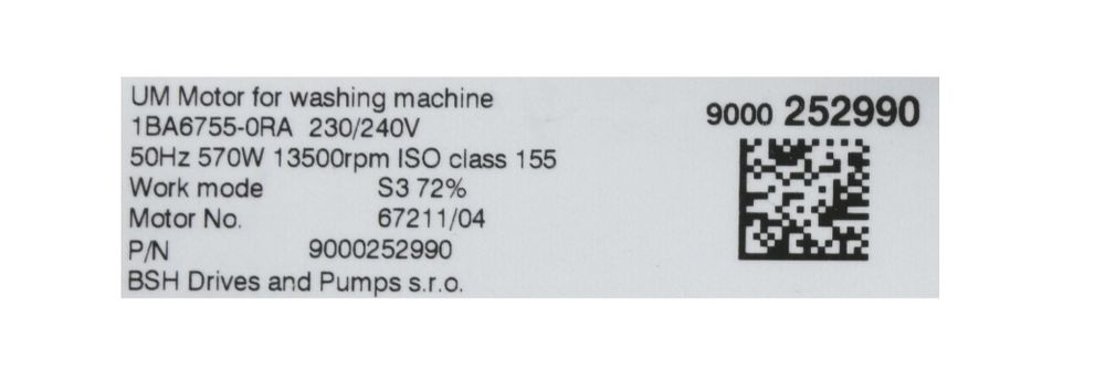 Мотор (двигатель) для стиральной машины Bosch (Бош) - 144797