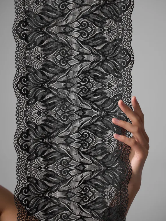 03-294 ОПТ Кружево эластичное 24 см, черный 170