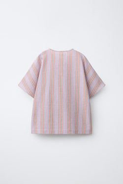 ZARA РУБАШКА В ПОЛОСКУ, РОЗОВЫЙ/ЛИЛОВЫЙ