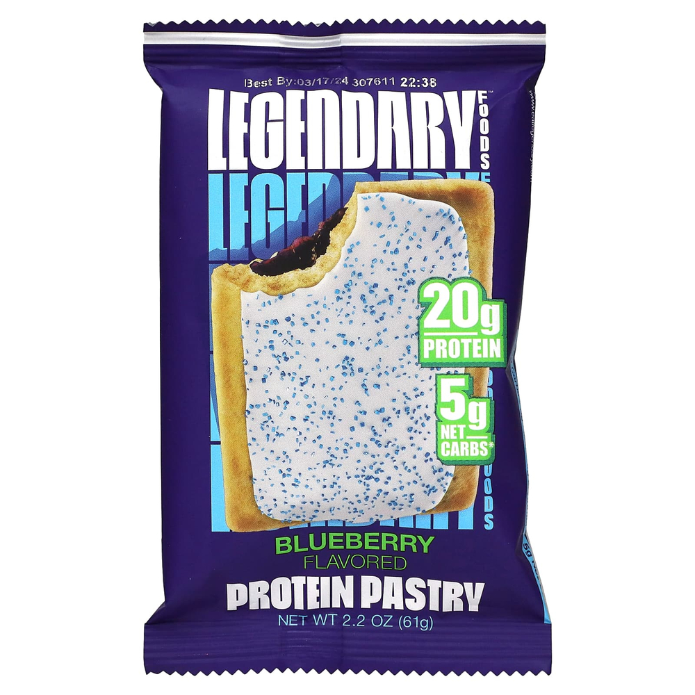 Legendary Foods, протеиновое пирожное, голубика, 10 шт. по 61 г (2,2 унции)
