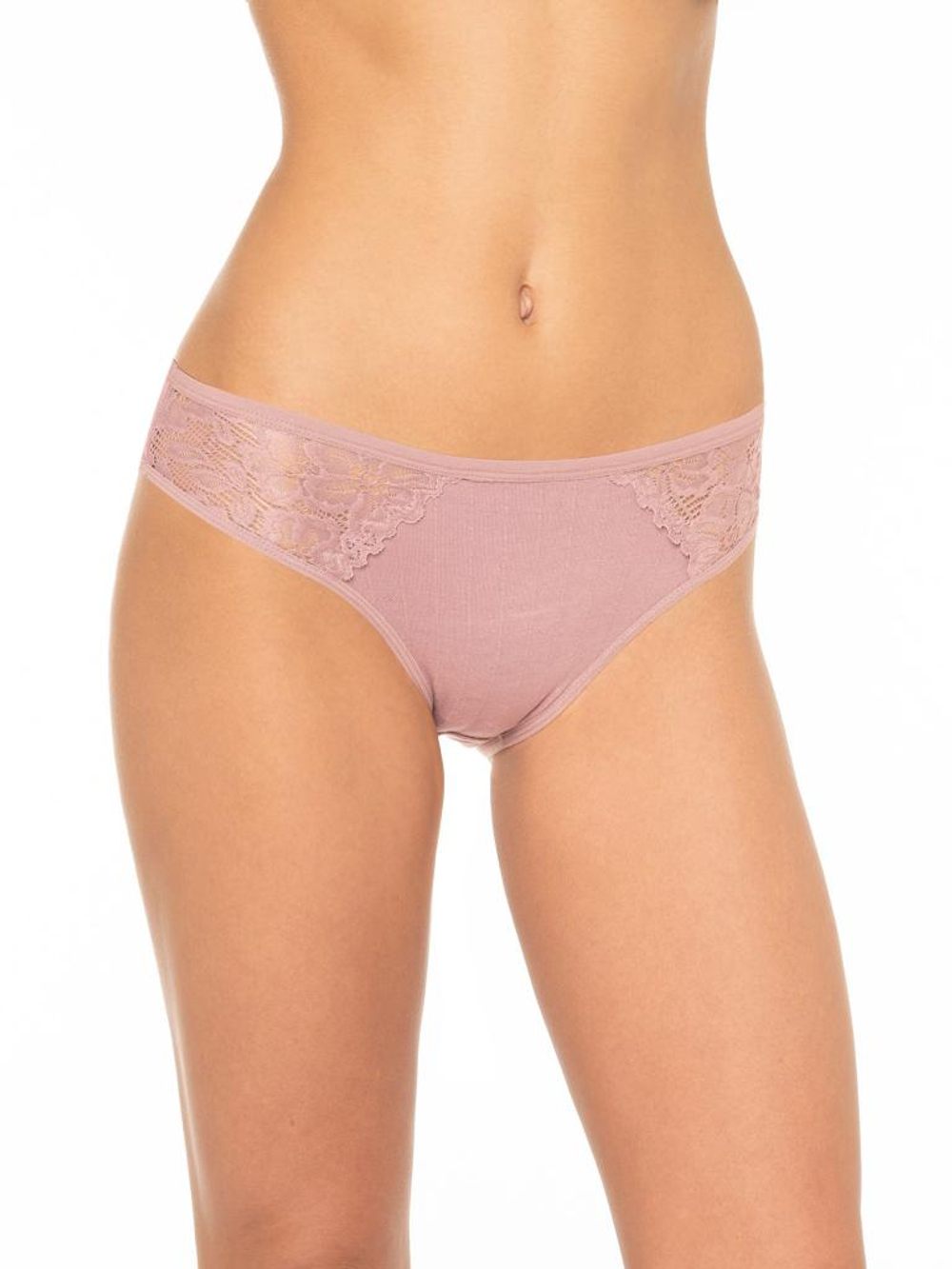 Трусики-слипы с декоративными вставками из кружева (Размер: XL) (Цвет: грязно-розовый)