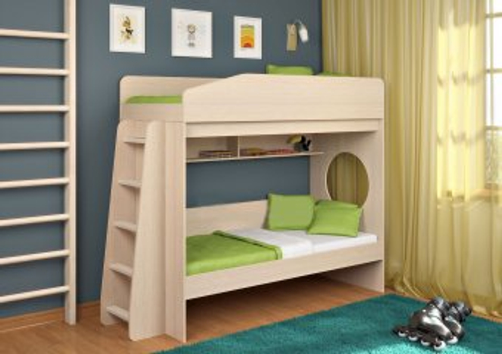 Двухъярусная кровать КарИВи Легенда 10.1  Дуб Молочный  Дуб Молочный