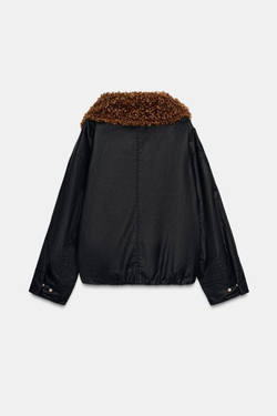 ZARA БОМБЕР ИЗ ИСКУССТВЕННОЙ ОВЧИНЫ — ZW COLLECTION, ЧЕРНЫЙ