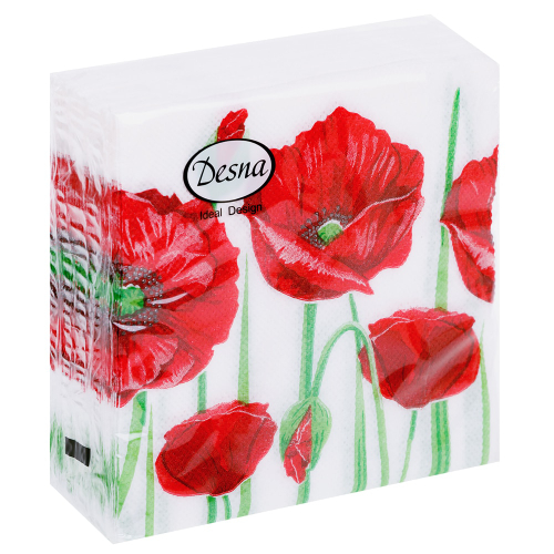 Салфетки бум DESNA DESIGN 24*24 1сл Красные маки (40л)