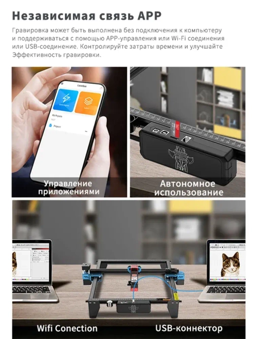 Twotrees TTS-10 PRO Лазерный гравировальный станок 80Вт с мощностью лазера 10Вт для резки Деревянная доска акриловая станок CNC графическим, контурным и пиксельнным режимом гравировки