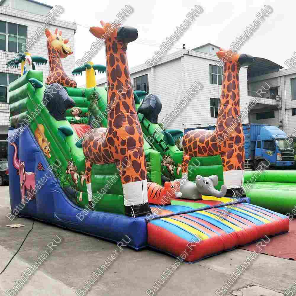 Надувной батут-горка "Веселые жирафы", 7*3,5*5 м