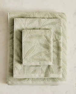 ZARA HOME ЖАККАРДОВОЕ БАННОЕ ПОЛОТЕНЦЕ, ЗЕЛЕНЫЙ
