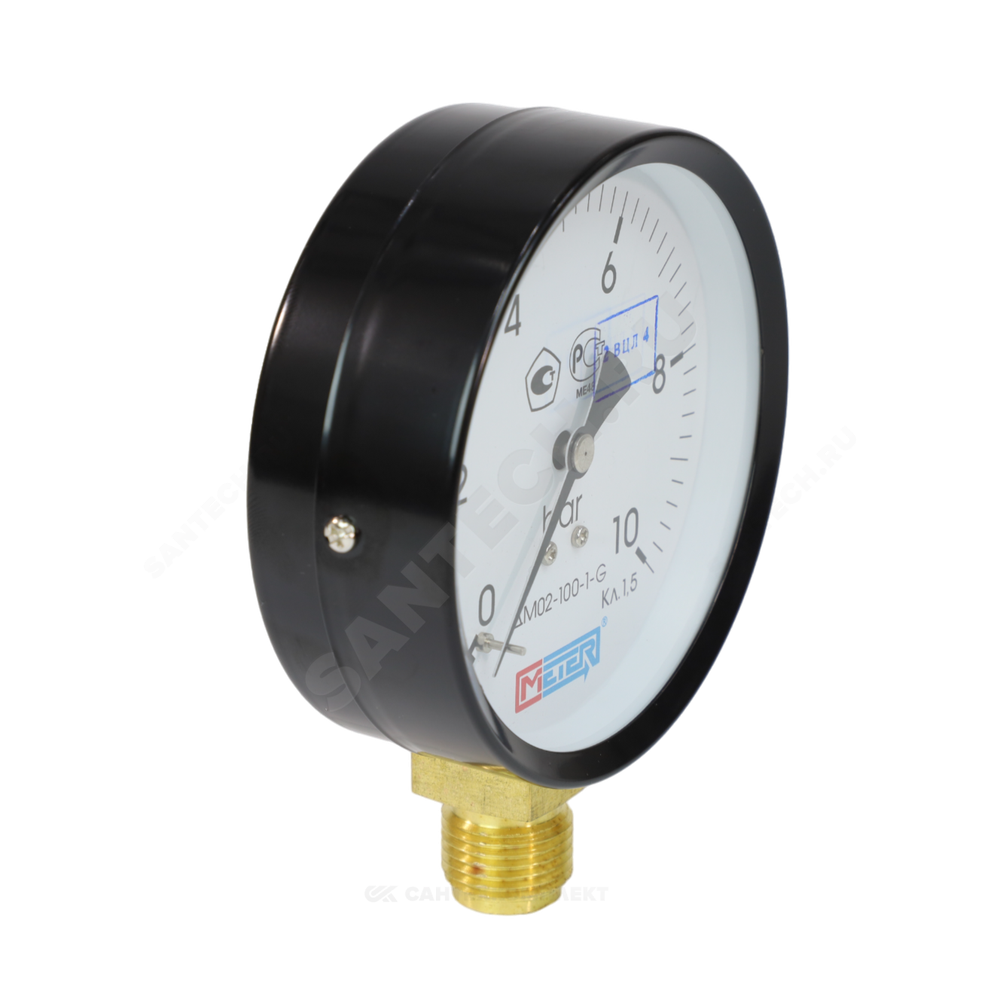 Манометр ДМ02-100 радиальный Дк100мм 0-6 бар кл.1,5 G1/2" Метер