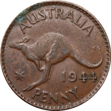 1 пенни 1944 Австралия, с точкой
