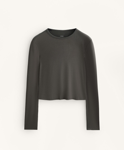 Oysho Укороченная футболка с перекрестной спинкой, антрацитовый