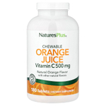 NaturesPlus, жевательный апельсиновый сок, витамин C, натуральный апельсин, 180 таблеток