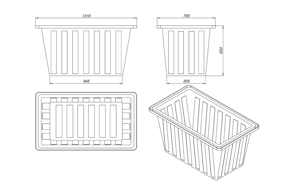 Ванна ЭкоПром К 400 л.(131x76x65см;синий) - арт.555656