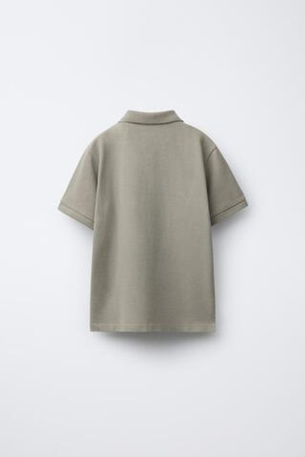 ZARA БАЗОВОЕ ПОЛО ИЗ ПИКЕ, СЕРОВАТО-КОРИЧНЕВЫЙ