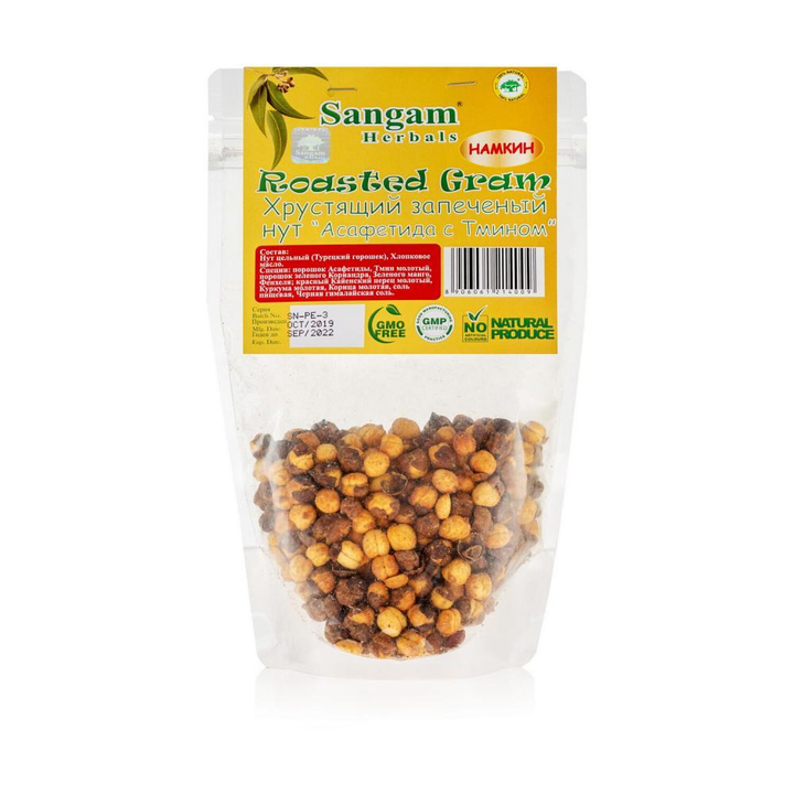 Закуска Sangam Нут хрустящий запеченый Асафетида с Тмином Намкин Roasted Gram, 100 г