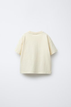 ZARA ФУТБОЛКА GARMENT DYE С КАРМАНОМ, ЭКРЮ