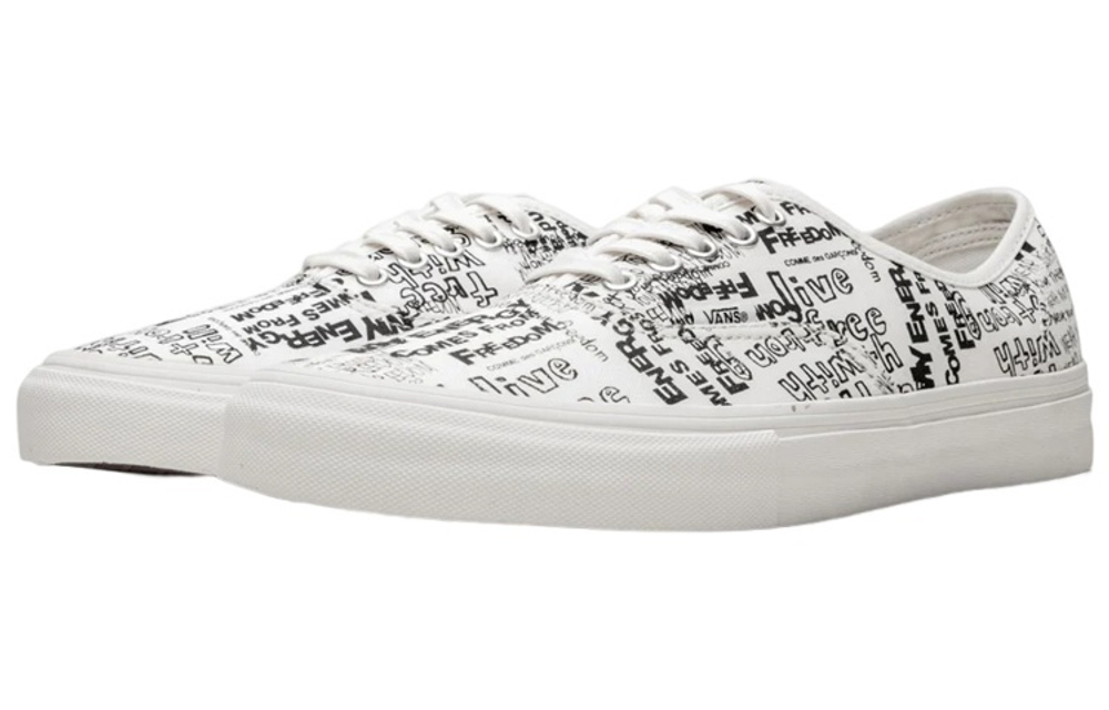 CDG x Vans Authentic LX'Graffiti' graffiti low-top sneakers for men and women in the same style black and white