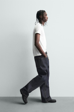 ZARA ДЖИНСЫ BAGGY FIT С ДЕКОРАТИВНОЙ СТРОЧКОЙ, ИНДИГО