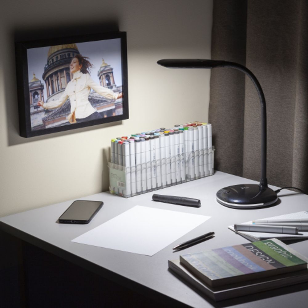 Настольный светильник ЭРА NLED-477-8W-BK светодиодный черный | Светодиодные настольные лампы