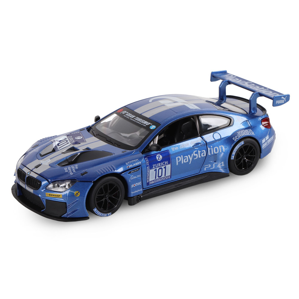 Модель  1:24, BMW M6 GT3, синий, открываются передние двери и капот, свет, звук