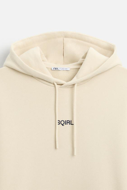 ZARA ХУДИ С ПРИНТОМ, ЭКРЮ