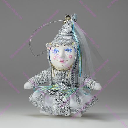 Ёлочная игрушка Снегурочка серебряная