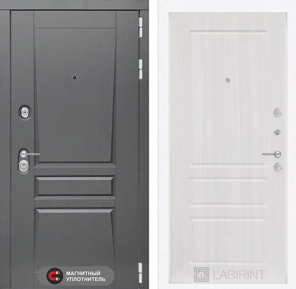 Дверь входная Лабиринт Платинум 03 - Сандал белый металлическая
