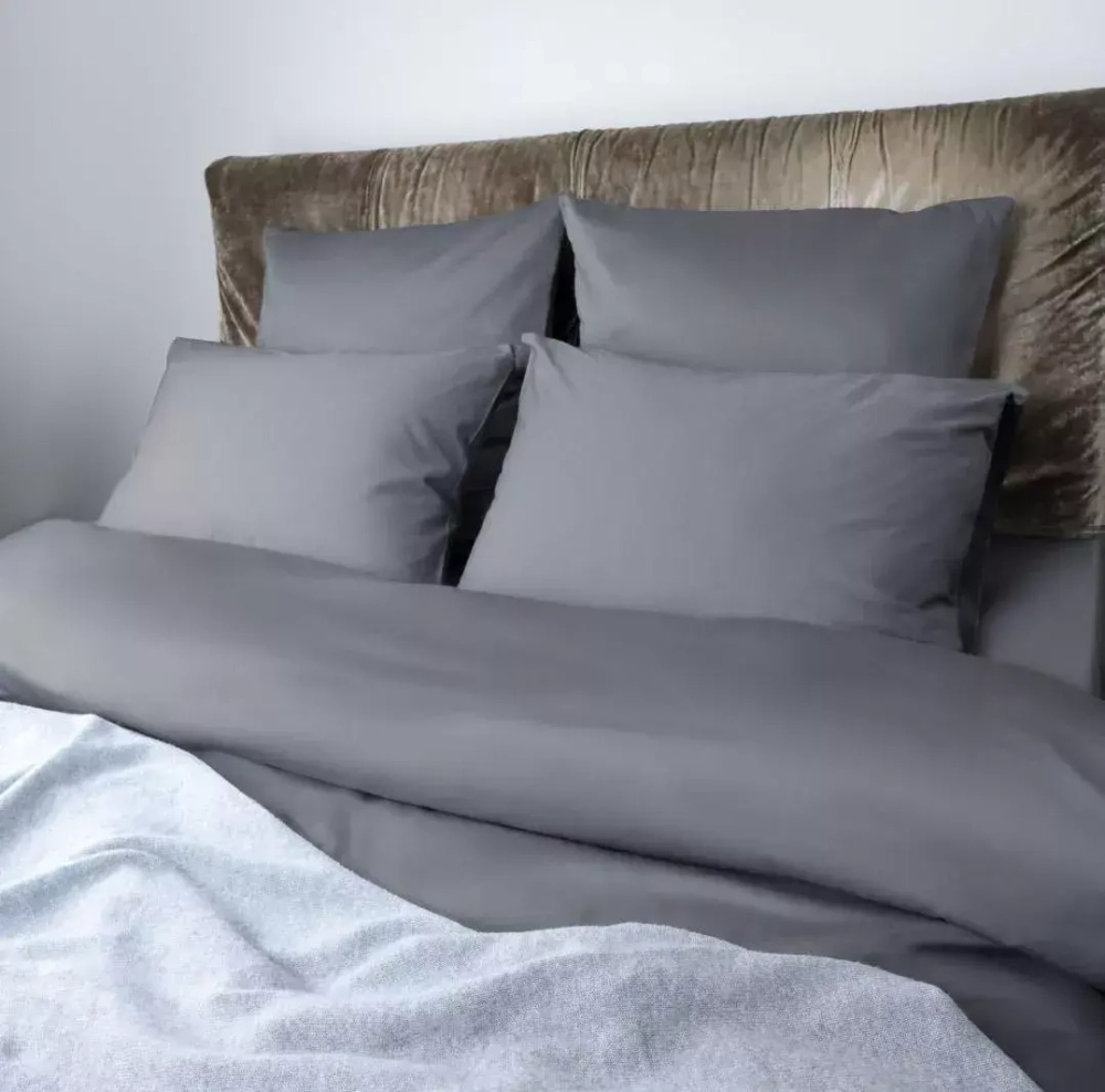 Постельное белье семейное Mollen cеребристо-серое