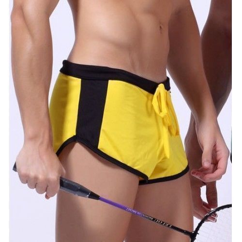 Мужские спортивные шорты под шелк Wang Jiang желтые 9