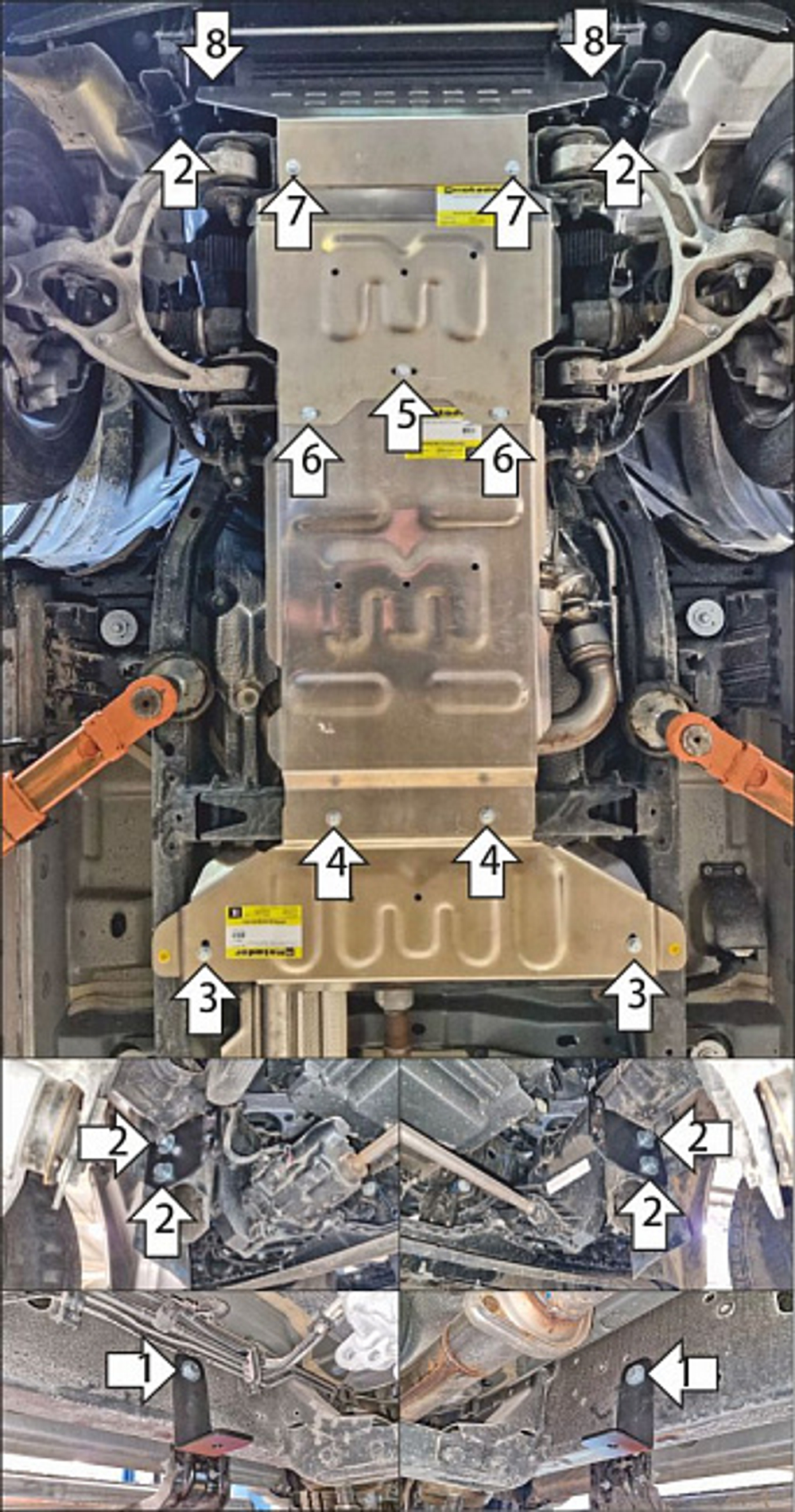 Защита алюминиевая 5 мм Р,Д,ПДф,КПП,РК для Dodge Ram 1500;V=3,0; с 2024 (акт. спойлер) Motodor.32913