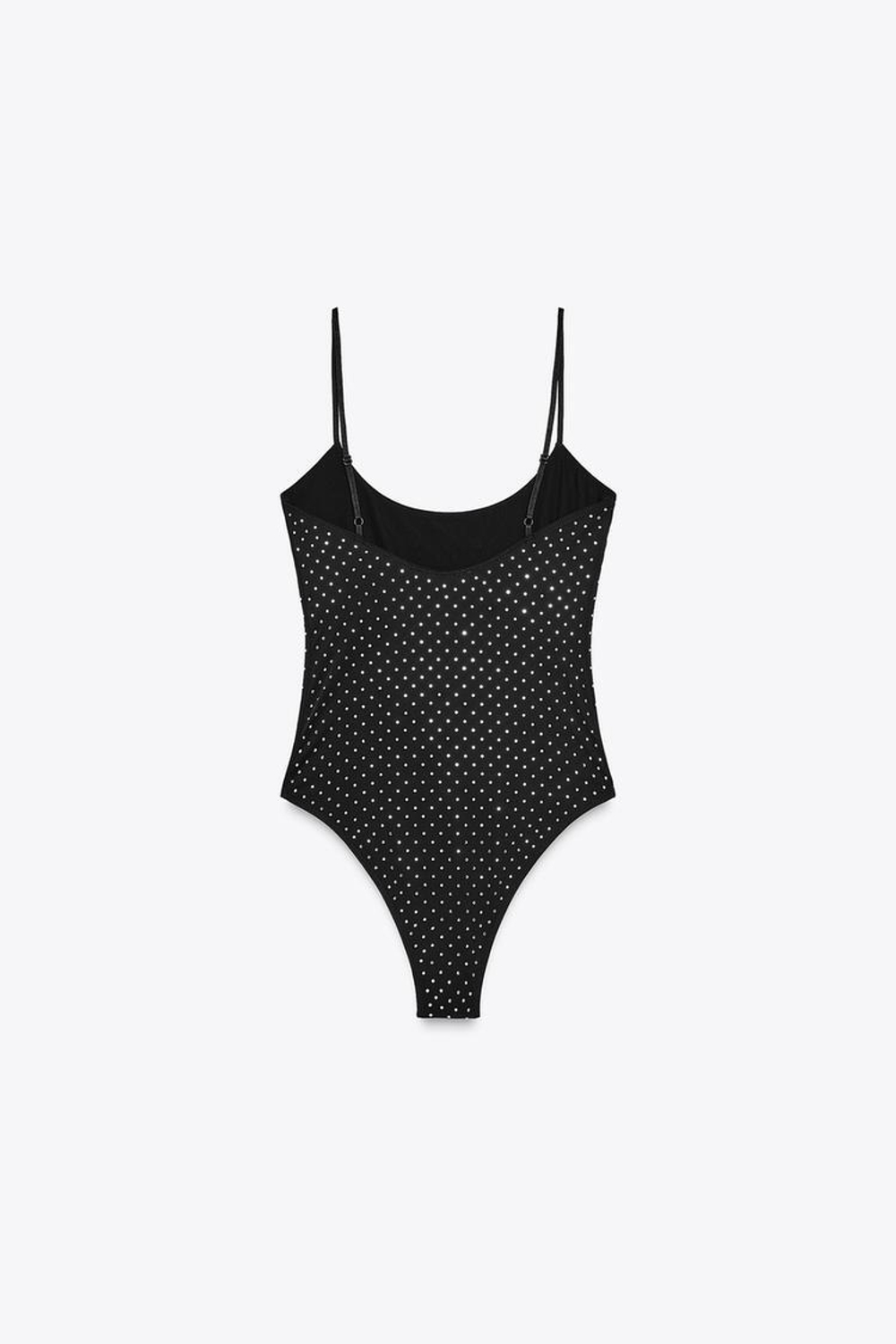 ZARA БОДИ ИЗ ПОЛИАМИДА СО СТРАЗАМИ, ЧЕРНЫЙ