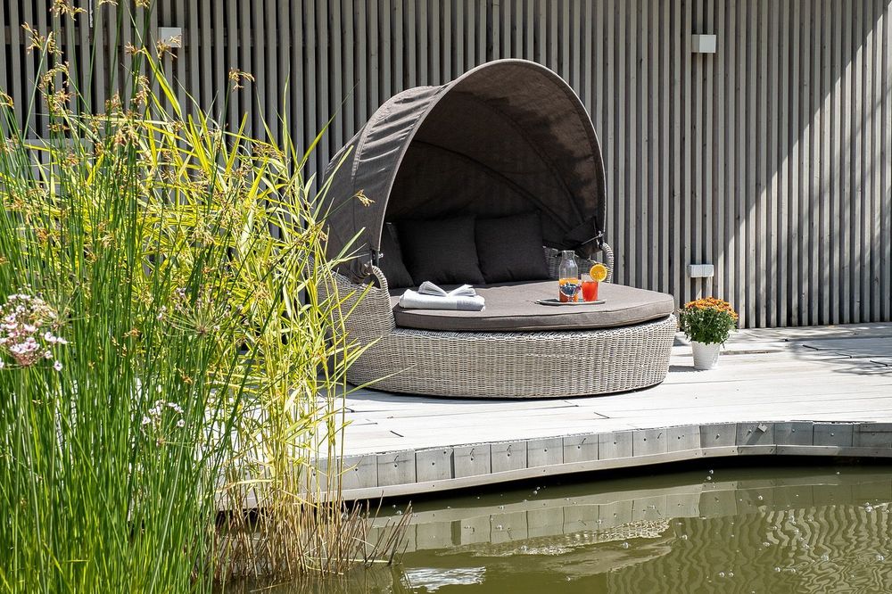 "Стильяно" плетеная кровать круглая, цвет бежевый