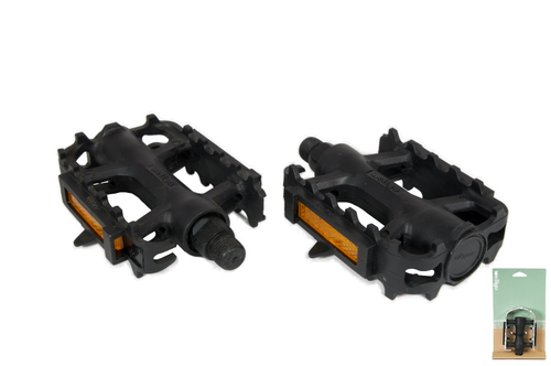 Педали Wellgo MTB пластик, 106x81x30мм, резьба 9/16", подшипники, черные