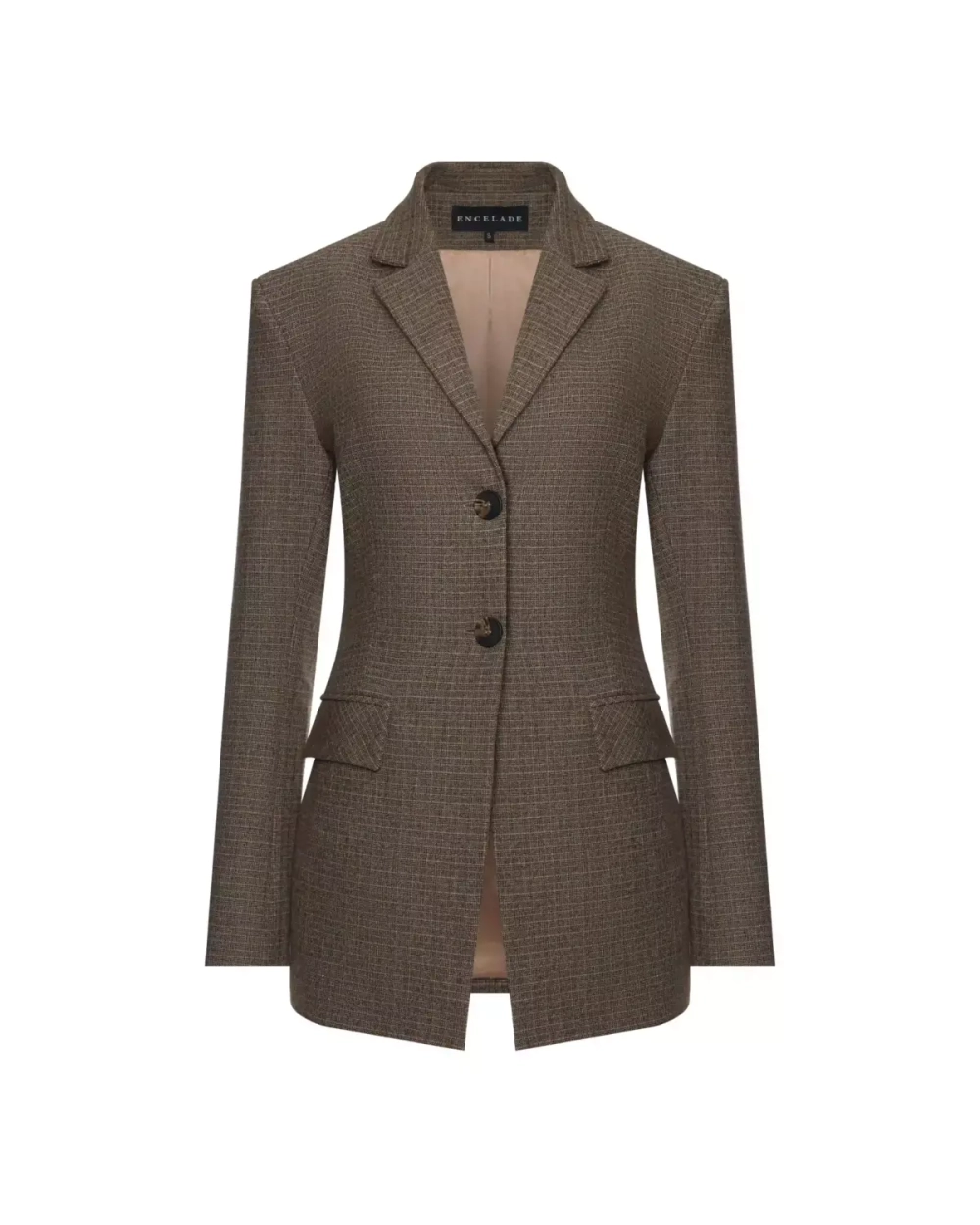 Жакет приталенный в клетку, Кофейный