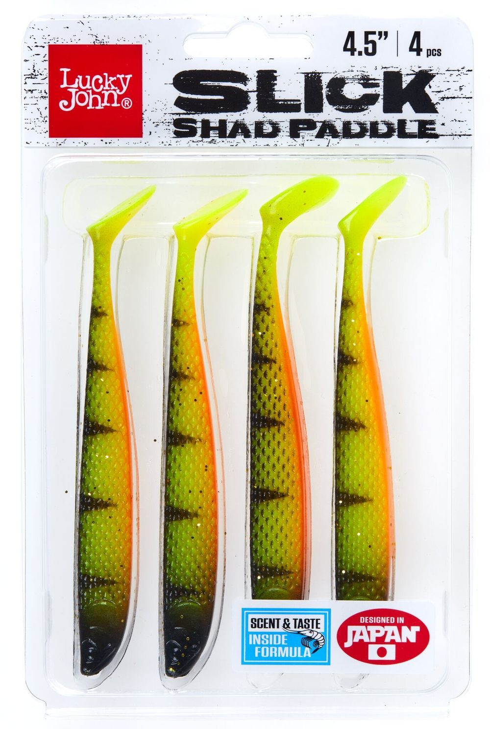 Виброхвосты съедобные Lucky John SLICK SHAD PADDLE 4.5in / цвет PG14 / 4 шт.