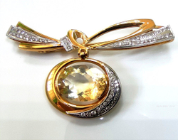 Брошь золото750, бриллианты, цитрин